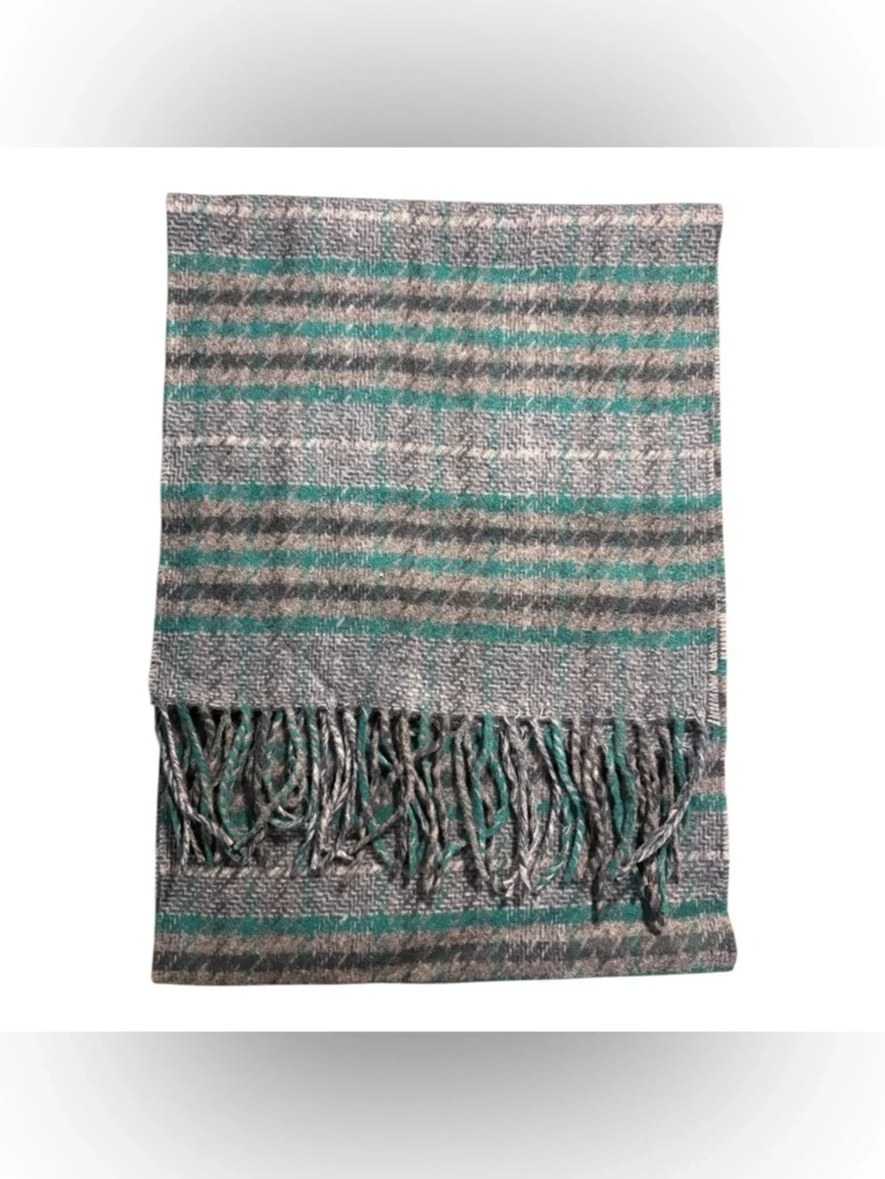 Vintage Lord & Taylor Cashmink Acrylic Men's Unisex Scarf Green Grey Plaid